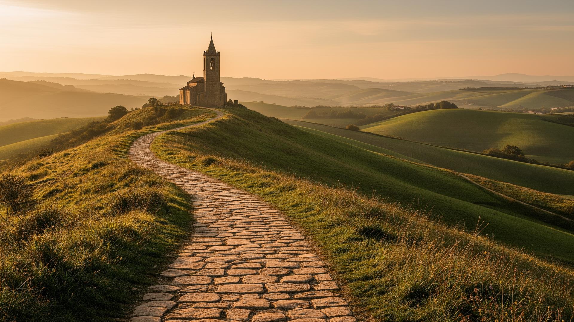 Historic church along the Camino de Santiago route